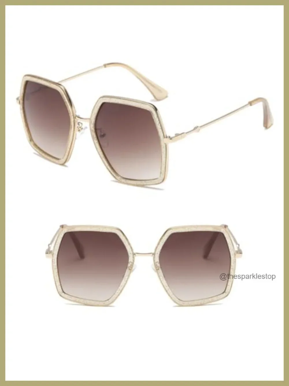 Oversized Hexagon Sunglasses UV400 Protection Metal Frame Unisex